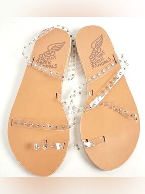 Ancient Greek Sandals Clear Swarovski Crystal- Embellished Handcrafted Size 42